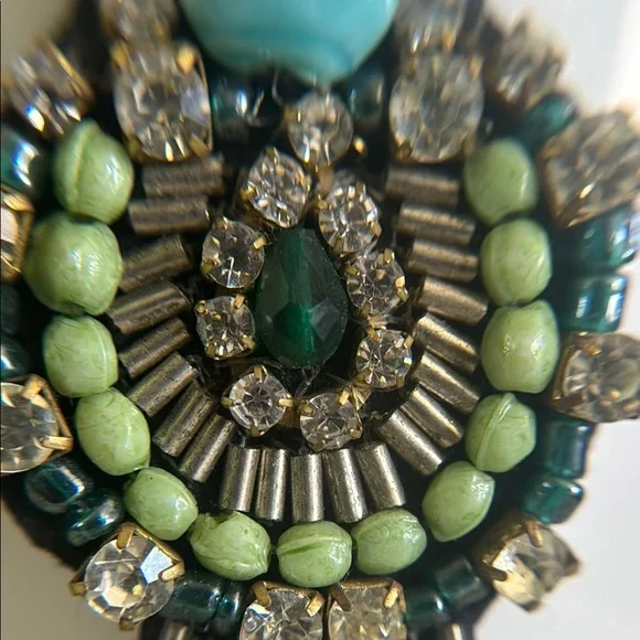 Anthropologie Elegant Turquoise and Green Statement Earrings - Picture 7 of 13